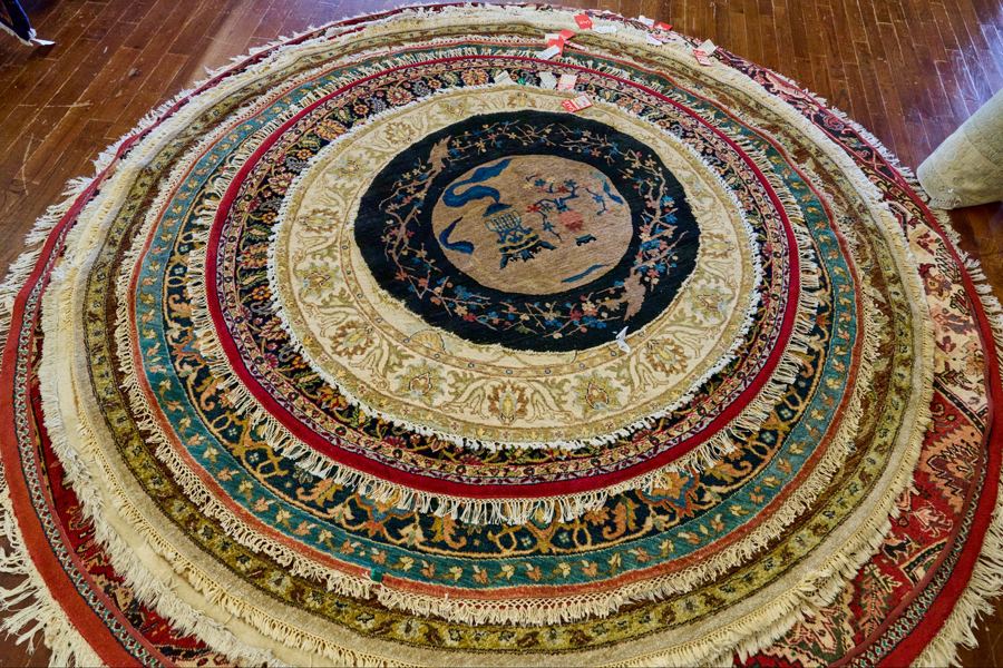 A stack of round rugs