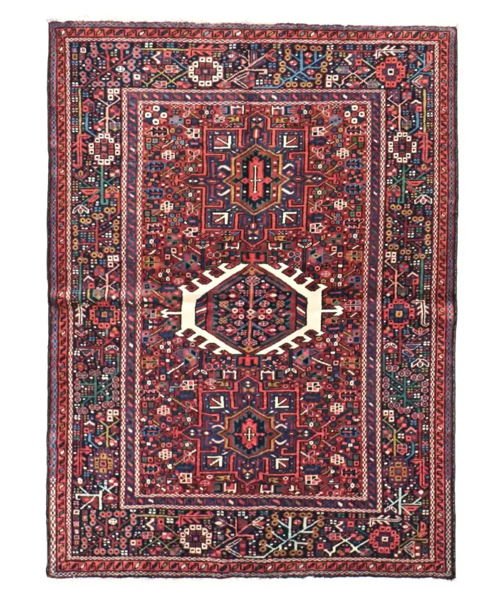 5 x 6 Vintage Heriz Persian Wool Rug