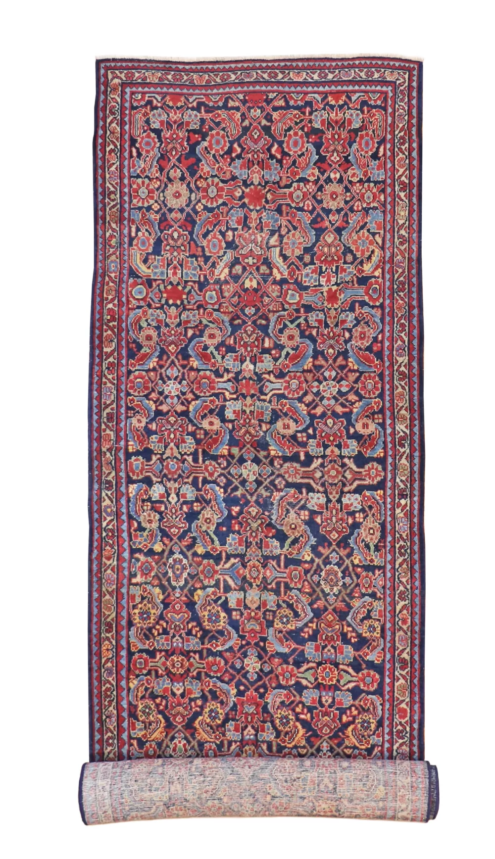 4 x 15 Antique Mahal Persian Wool Oriental Area Rug- 4.4 x 15