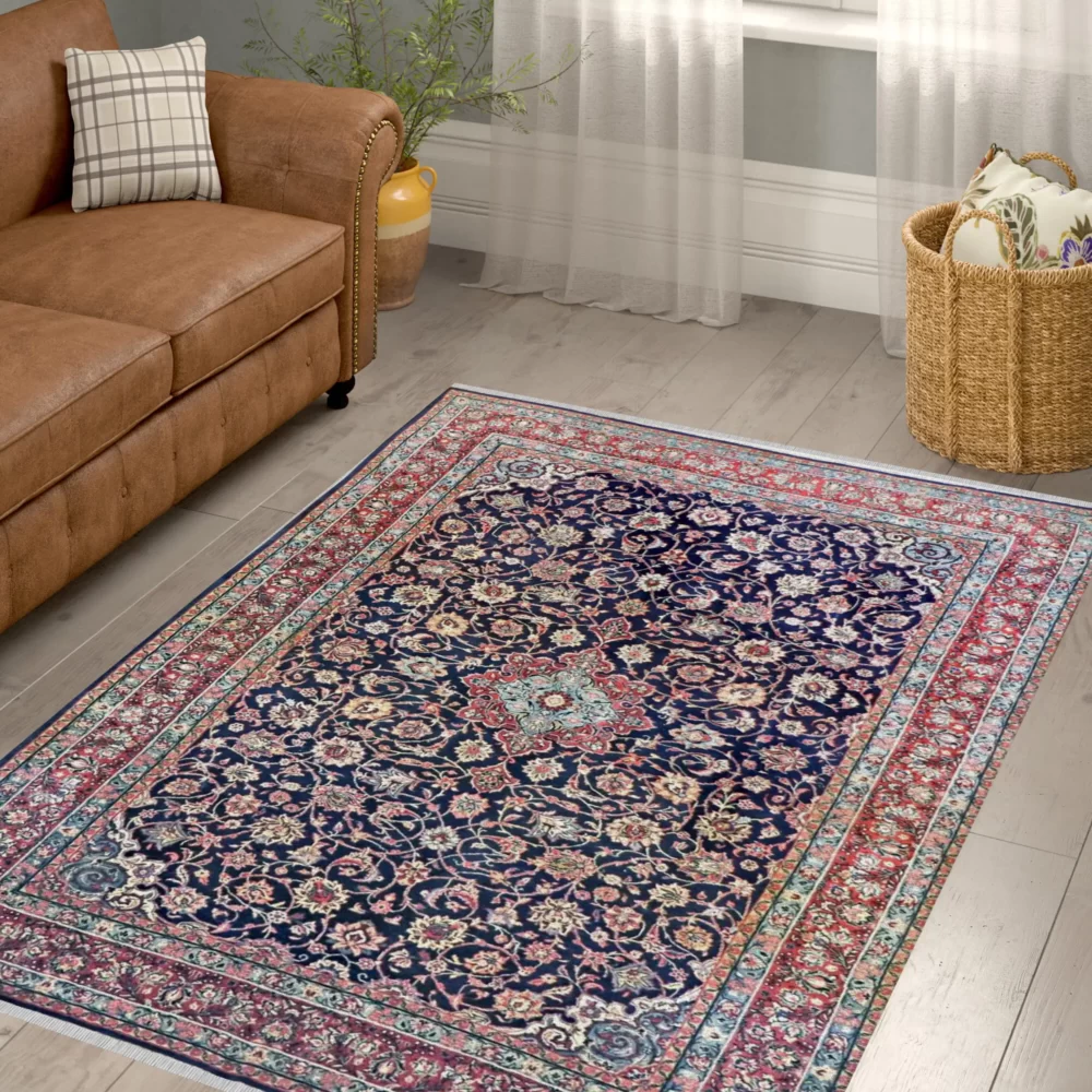 8 x 11 Vintage Sarouk Persian Wool Area Rug in Living Room - pineville rug gallery - charlotte nc