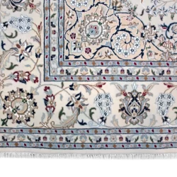 9 x 12 New Nain India Wool-Silk Area Rug Border Details - pineville rug gallery - charlotte nc