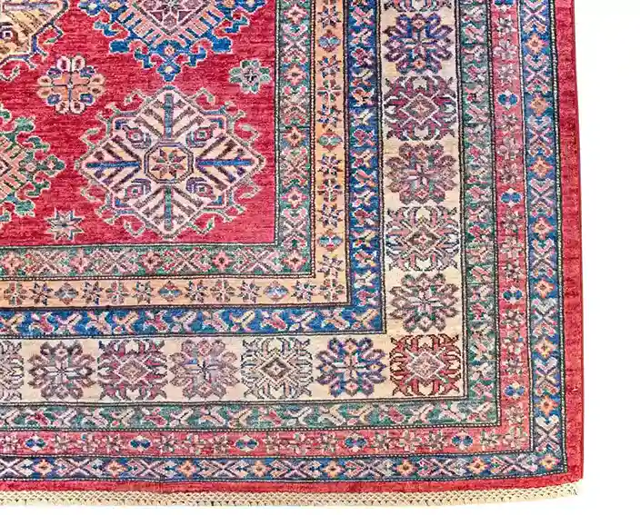 9 x 12 New Kazak Pakistan Wool Marvelous Area Border Details - pineville rug gallery - charlotte nc
