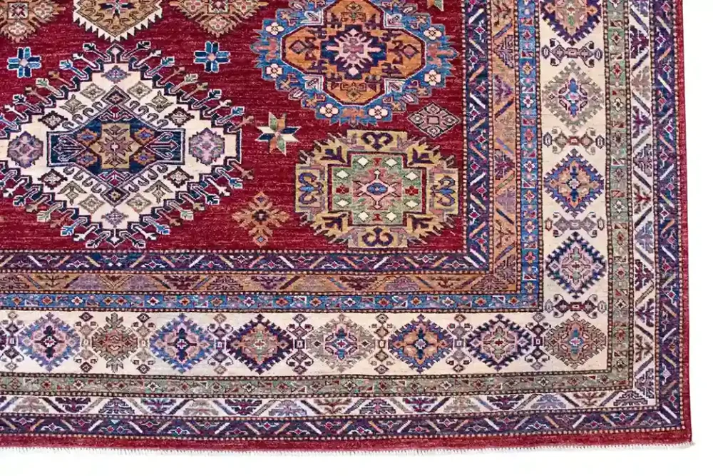 9 x 12 New Kazak Pakistan Wool Classy Area Rug Border Details - pineville rug gallery - charlotte nc