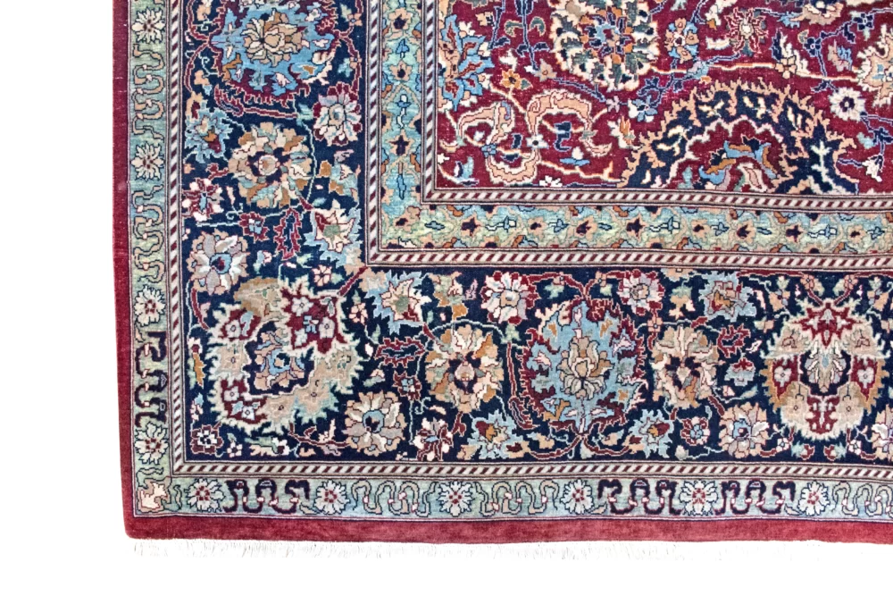 9 x 12 Old Tabriz Pakistan Wool Area Rug Border Details - pineville rug gallery - charlotte nc