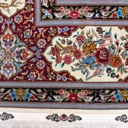9 x 12 New Tabriz Iran Wool-Silk Area Rug Border Details - pineville rug gallery - charlotte nc