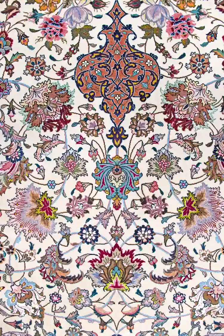 9 x 12 New Tabriz Iran Wool-Silk Area Rug Design - pineville rug gallery - charlotte nc