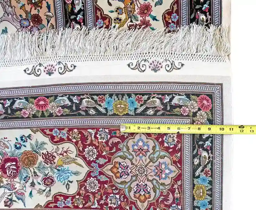 9 x 12 New Tabriz Iran Wool-Silk Area Rug Measurement Details - pineville rug gallery - charlotte nc