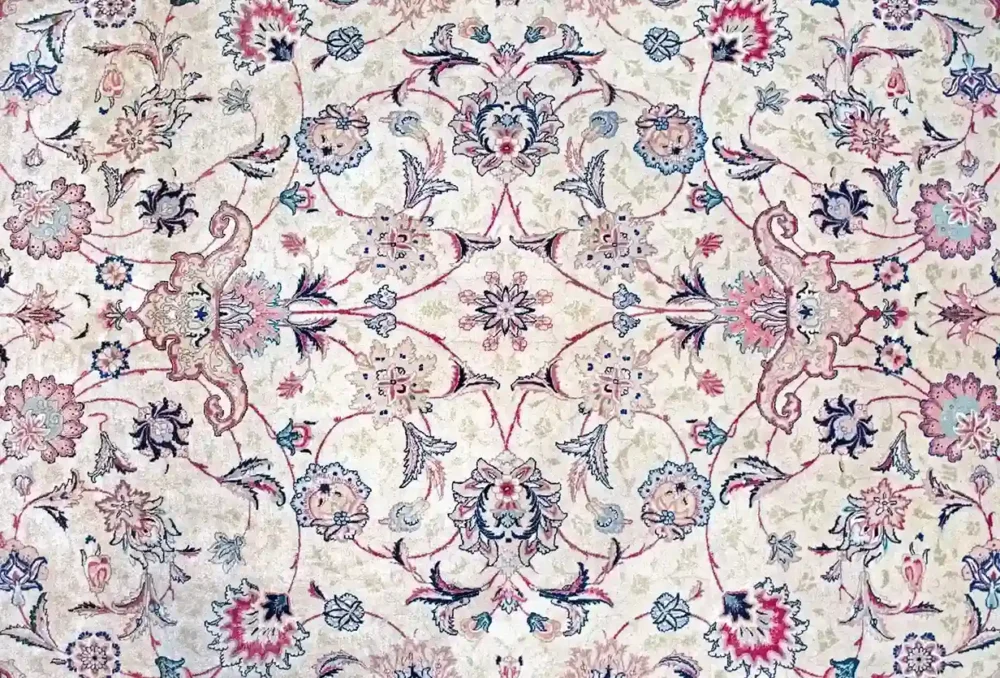 8 x 11 Old Tabriz Persian Wool Silk Area Rug Design Details- pineville rug gallery - charlotte nc