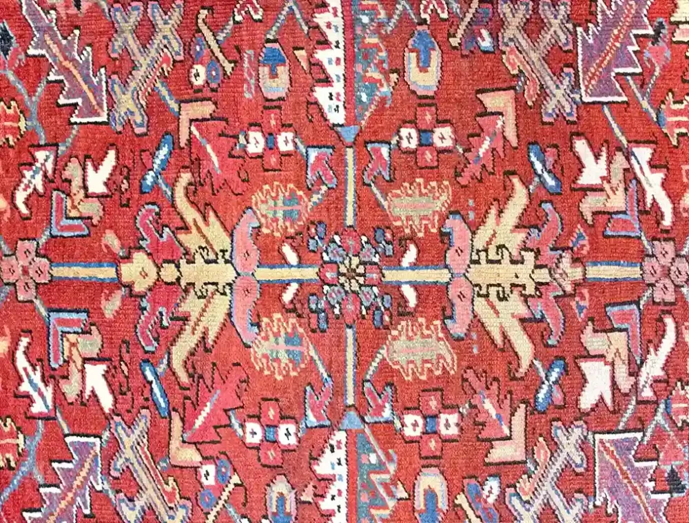 8 x 12 Antique Heriz Persian Wool Area Rug Design Details - pineville rug gallery - charlotte nc