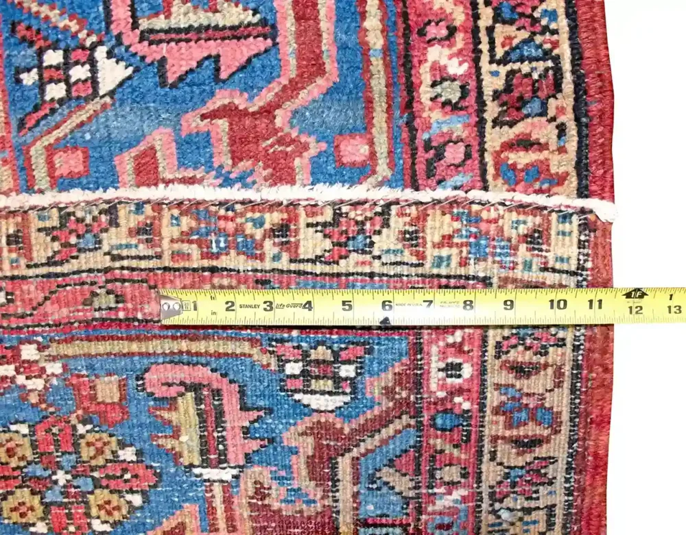 8 x 12 Antique Heriz Persian Wool Area Rug Measurement Details - pineville rug gallery - charlotte nc
