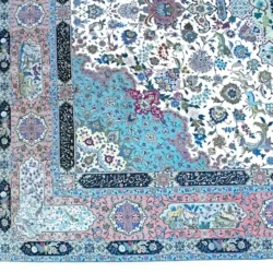 10 x 13 New Tabriz Wool-Silk Area Rug Border Details - pineville rug gallery - charlotte nc