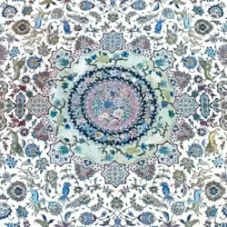 10 x 13 New Tabriz Wool-Silk Area Rug Center Design - pineville rug gallery - charlotte nc