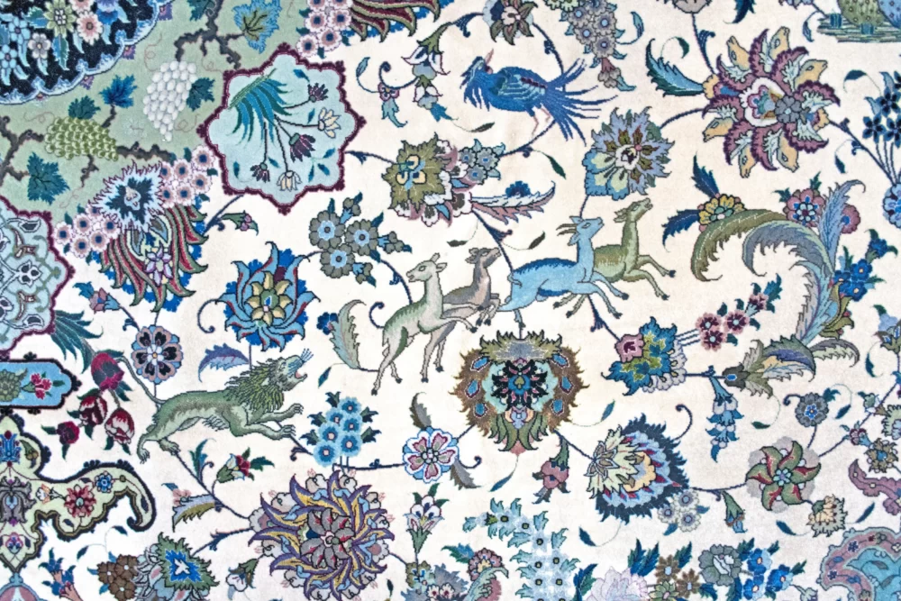 10 x 13 New Tabriz Wool-Silk Area Rug Design Details - pineville rug gallery - charlotte nc