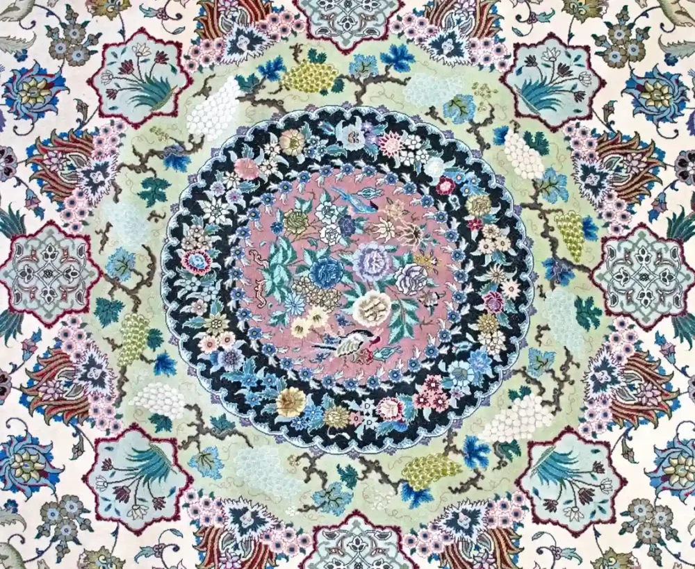 10 x 13 New Tabriz Wool-Silk Area Rug Design - pineville rug gallery - charlotte nc