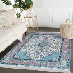 10 x 13 New Tabriz Wool Silk Area Rug in Living Area - pineville rug gallery - charlotte nc