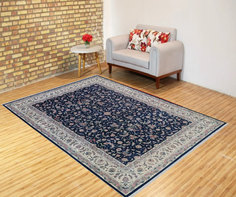 9 x 12 Kashan Persian Wool Area Rug m in Living Room - pineville rug gallery - charlotte nc