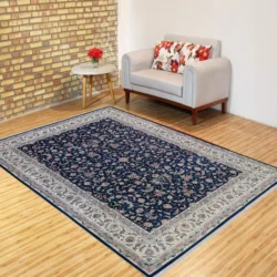 9 x 12 Kashan Persian Wool Area Rug m in Living Room - pineville rug gallery - charlotte nc