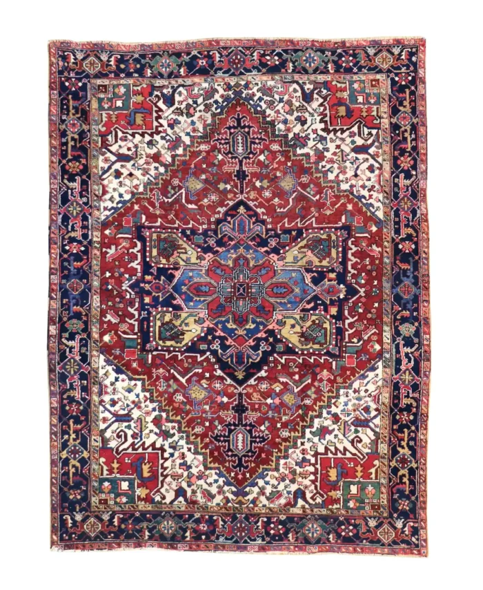 8 x 10 Antique Heriz Persian Wool Rug
