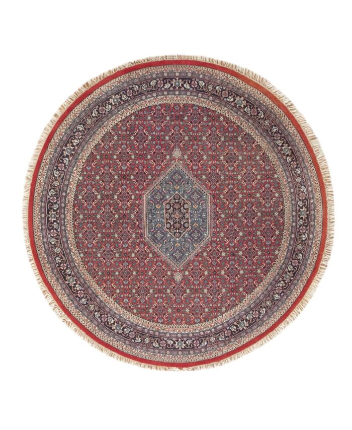 8 x 8 Round Indo-Bijar In Crimson